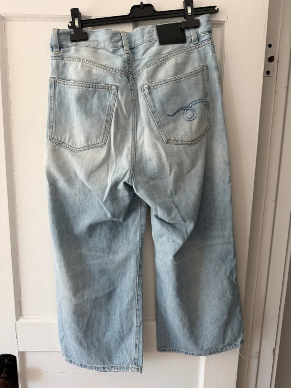 R13 Wide Leg Distressed Summer Weight Jeans - Picture 6 of 6